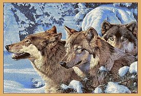 Шерстяной пейзажный ковер Hunnu 6S1011 82 волки
