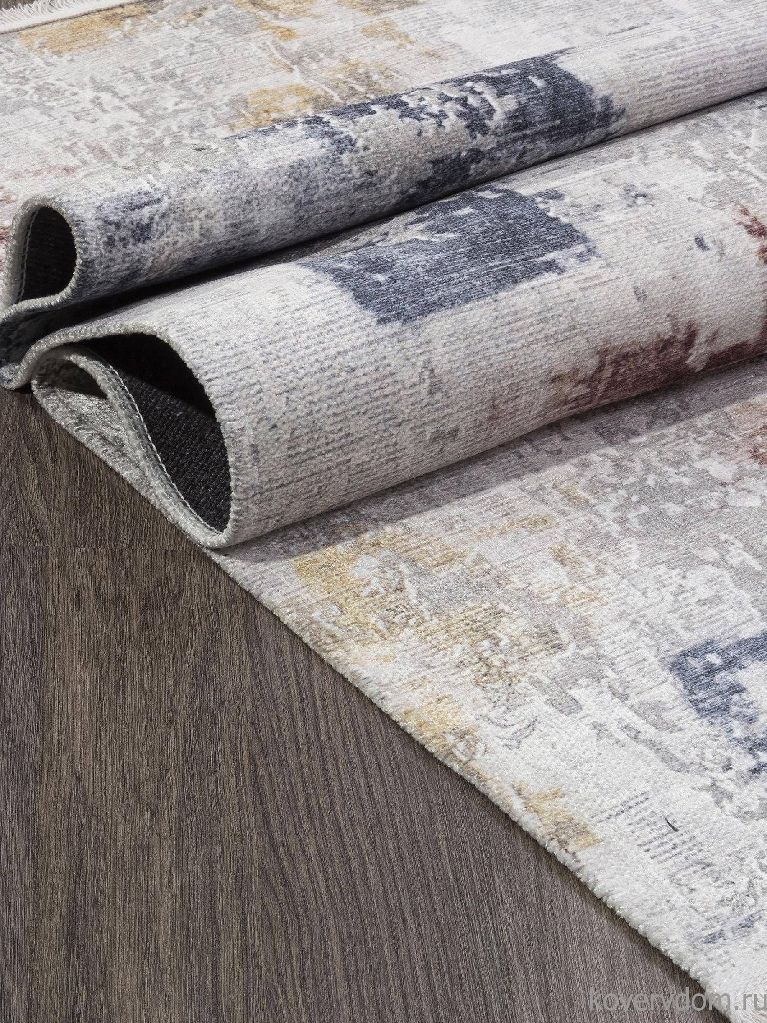 Ковер из полиэстера ЛОТУС AB105A СЕРЫЙ / КРАСНЫЙ