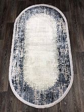 Ковер из Турции из бамбукового шелка DOKU 9348H BLUE / CREAM Овал