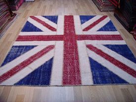 Овальный ковер винтажный ручной работы Британский флаг Vintage Flag Patchwork 22229